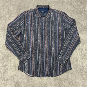 Bugatchi Shirt Mens Button Up XL Shaped Fit Blue Abstract Long Sleeve Cotton - Picture 1 of 9
