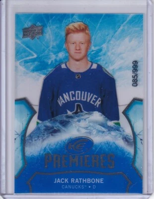 Jack Rathbone, Vancouver Canucks 2020-21 UD Ice Premiers 85/999 #157 - Image 1 of 2