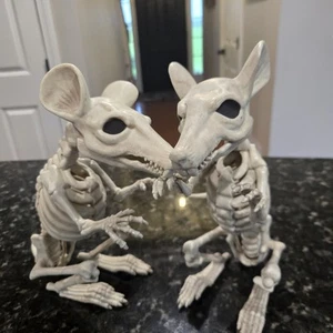 Set 2 statuine scheletro di ratto grande in plastica 11" decorazione Halloween spaventoso  - Foto 1 di 14