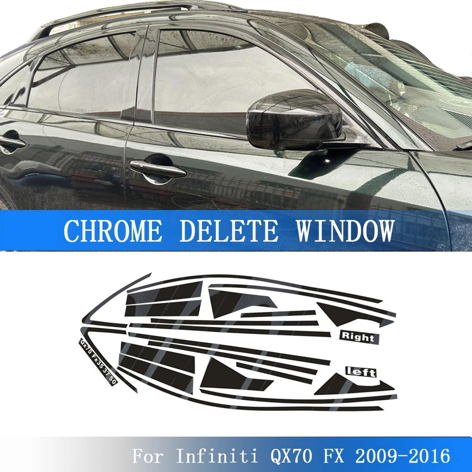 Glossy Black Chrome Delete Window Trims For Infiniti QX70 FX 2009-2016 - Изображение 1 из 4
