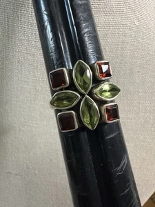 925, Sterling Silber Nicky Butler Peridot und Granat Ring Größe 10 1/4 - Bild 1 von 7