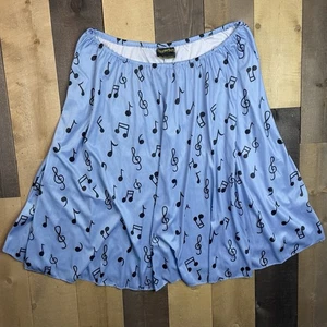 Sock Hop Skirt Womens XL 50s Blue Musical Note Costume Dress Retro Soda Shop - Picture 1 of 3