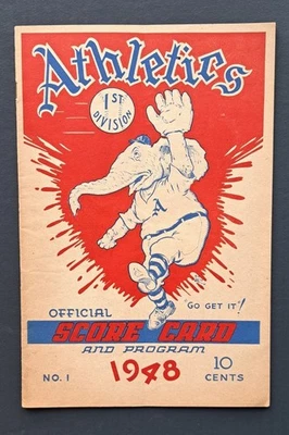 Programa de béisbol Ted Williams 1948 Philadelphia Athletics vs Boston Red Sox MLB Foto 1 de 3