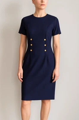 Vestido midi Spenser Jeremy para mujer talla 12 azul marino dorado botones náutico Foto 1 de 4