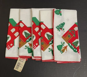 Vtg Linens N Things Christmas Napkins Set of 5 Retro Holiday Seasonal - Picture 1 of 4