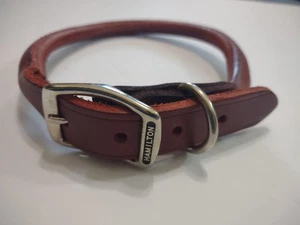 Collar de perro de cuero enrollado Hamilton 1" x 24" - mediano-lg NUEVO marrón borgoña SUT - Imagen 1 de 11