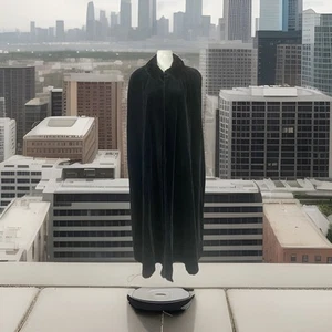 Vintage 1980s JS Collections Black Velvet Long Maxi Opera Hooded Cape size L - Picture 1 of 8