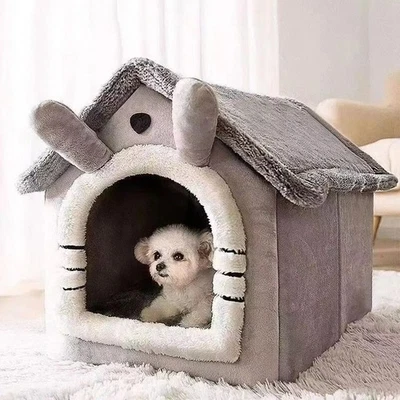 All-Season Dog House Bed Removable Washable Pet Bed Small Dogs Cats Teddy