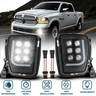Para Dodge Ram 1500 2013 2014 2015 2016 2017 LED luces antiniebla parachoques lámpara DRL negro Foto 1 de 4