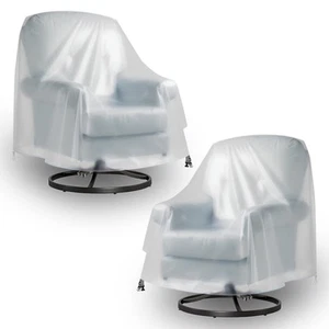 2 Packs Plastic Patio Chair Cover Outdoor Furniture Cover Waterproof Dust Pro... - Picture 1 of 8