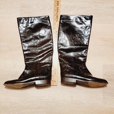 Botas de montar Charles David Roberta italianas de cuero negras y marrones talla 5,5B Foto 1 de 4