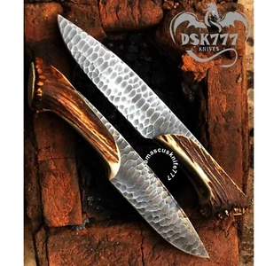 BEAUTIFUL FORGED CUSTOM HANDMADE CARBON STEEL HUNTING BOWIE KNIFE STAG HORN GRIP - Bild 1 von 3