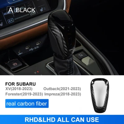 Cubierta de perilla de cambio de marchas de fibra de carbono dura real para Subaru Outback XV 2018-23 Foto 1 de 4