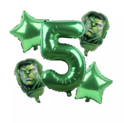 5pcs Avengers Green Superhero Hulk Foil Balloons Happy Birthday Party Decor