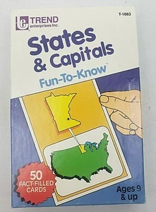 Stati e Capitali Divertenti da Conoscere Fact Cards Homeschool Geografia Storia Completa - Foto 1 di 5