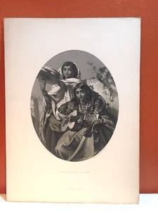 2 pezzi antica incisione acciaio stampa artistica gipsy musicisti di Spagna Appleton NY, NY - Foto 1 di 6