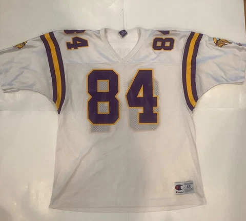Champion Randy Moss 84 Minnesota Vikings White Jersey Men's 44 Large - Vintage Cover