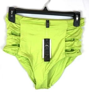 Soluna Swim Women’s Shirred High Waist Neon Green Bikini Bottom Size M - Picture 1 of 3