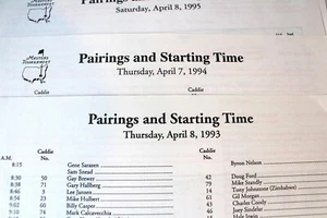 Masters Pairing Sheets Lot (8) 1993 - 2001 Sunday 1997 Tiger Woods - Picture 1 of 4