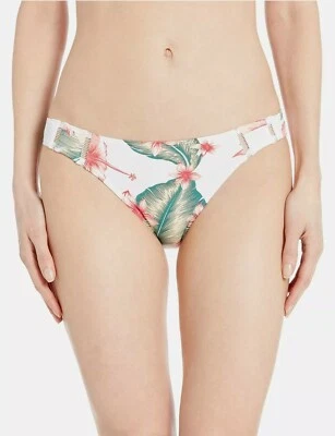 Traje de baño completo Roxy Dreaming Day parte inferior de bikini blanco estampado de hojas tropicales mediano Foto 1 de 4