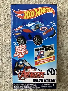Hot Wheels Marvel Avengers Captain America Monster Truck Customizable Wood Racer - Picture 1 of 4