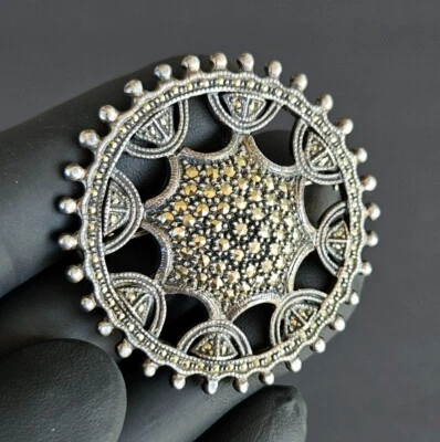 Broosh prendedor vintage de plata de ley 925 y marcasita Judith Jack JJ Foto 1 de 4