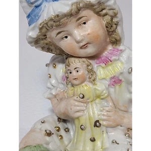 Antiguo piano de porcelana bebé niña muñeca perlas de imitación hecho en Alemania marca corona real - Imagen 1 de 15