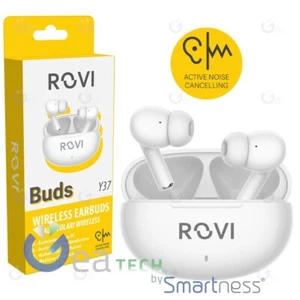 ROVI AURICOLARE TRUE WIRELESS Y37 BUDS CUFFIE BLUETOOTH NOISE CANCELLING BIANCO - Picture 1 of 2