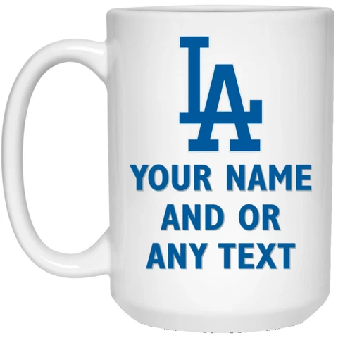 Custom Personalized Los Angeles Dodgers Logo White 15 oz Ceramic Coffee Mug Cup Cover