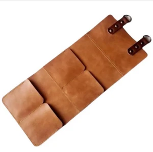 Bolsa de almacenamiento para el hogar bolsillo cuero vaca soporte colgante de pared organizador marrón H941 - Imagen 1 de 5