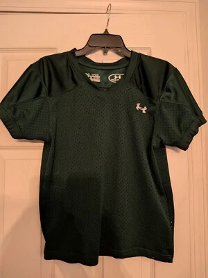 Under Armour Football Jersey Green Youth X Large Heat Gear Loose - Image 1 of 4