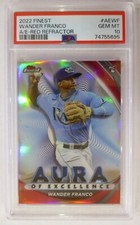 WANDER FRANCO PSA 10 #5/5! 2022  TOPPS FINEST AURA OF EXCELLENCE RED REFRACTOR