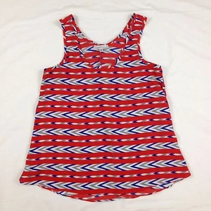 Moa Moa Women's Sleeveless Shirt Size M Ruffle Bow Back Red White Blue - Picture 1 of 7