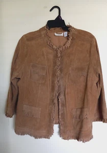 Chicos giacca scamosciata donna taglia 2 sud western frange sfilacciate marrone/marrone - Foto 1 di 3
