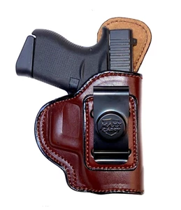 Max Carry Premium Brown Leather IWB Gun Holster for Glock 43 & Glock 43X - Picture 1 of 8