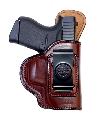 Max Carry Premium Brown Leather IWB Gun Holster for Glock 43 & Glock 43X - Image 1 of 4