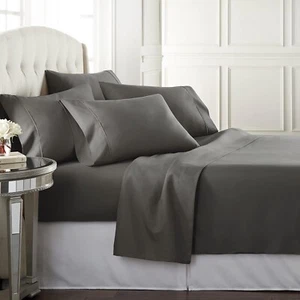 Danjor Linens California King 6 PC Sheet Set Including 4 Pillowcases Gray NWT - Picture 1 of 6