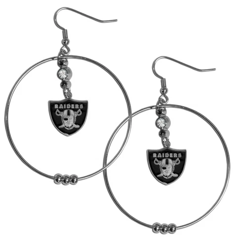 NFL Las Vegas Raiders Hoop Earrings with Crystal Bead Dangle Cover