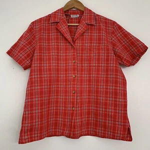 Vintage 90s Rafaella Womens Large Pink Plaid Boxy Fit Button Front Linen Blend - Picture 1 of 4