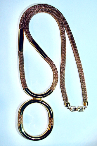 GIVENCHY RARA COLLANA LUNGA DI DESIGN GIVECHY MAGLIA ORO PASSERELLA TONO O RING RETRÒ