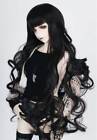1/3 8-9" BJD Doll Wig Black Big Curly Curls Wavy Hair Long HUAL-12