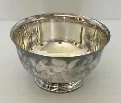 W A Rogers Placa Plateada Pedestal Patas Cuenco Revestimiento Plástico Azul Necesita Limpieza Foto 1 de 4