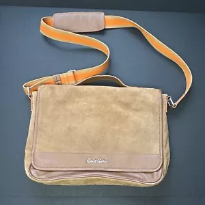 Robert Graham Leather Suede Laptop Messenger Bag Shoulder Strap Brown & Orange - Picture 1 of 12
