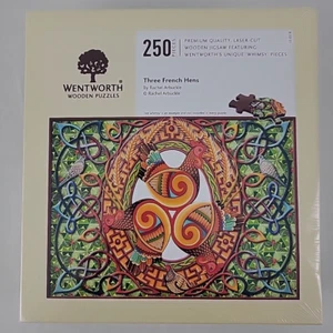 Three French Hens Wood Puzzle Wentworth 250 Pc Whimsies 3 12 Days XMAS Arbuckle - Picture 1 of 7