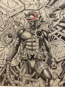 CYCLOPS Vs SENTINEL X-MEN por Arsenio Echevarría Dibujo Artístico 8.5x11 (IMPRESIÓN) - Imagen 1 de 5