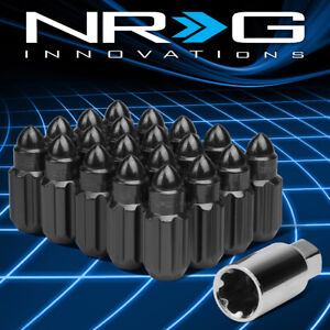 NRG LN-LS500BK-21 20Pcs M12x1.5 50mm Bullet Shaped Close End Wheel Lug Nut w/Key