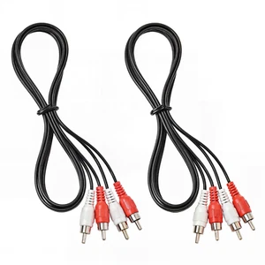 (Pack of 2) 2 RCA  to 2 RCA Male Jack Phono AV Audio Video Cable Lead Speaker UK - Picture 1 of 5