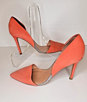 L.A.M.B. Salmon Pink Grey Suede Pointy Toe Heels 9.5 Designer - Изображение 1 из 4