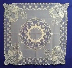 Heritage Lace Teacups Ivory Table Topper Tablecloth 36 X 36 Kitchen Diningroom - Picture 1 of 5