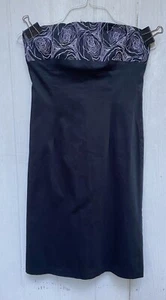 ANTHROPOLOGIE RUTH BLACK STRAPLESS MIDI DRESS-White Floral Embroidery-Size 8 - Picture 1 of 7